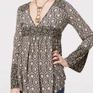 Free People Rolling Hills Print Bell Sleeve Tunic